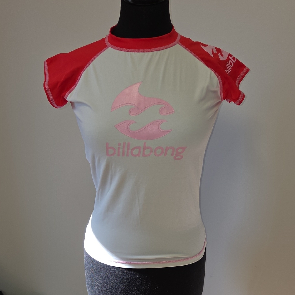 Billabong Womens' Red and White Rashguard